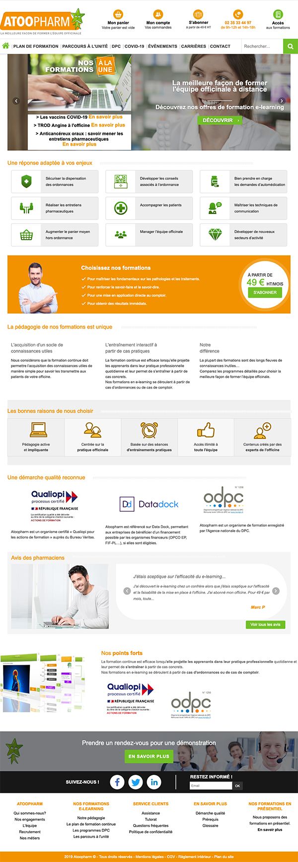 Création de site internet pour les métiers de la santé et du bien-être - Atoopharm